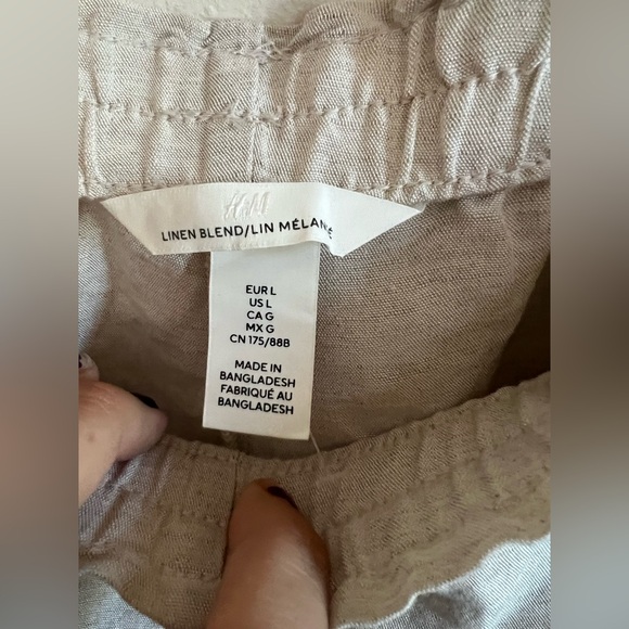 H&M linen cropped wide leg pants elastic waistband - Picture 6 of 6